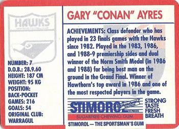 1991 Scanlens Stimorol #46 Gary Ayres Back